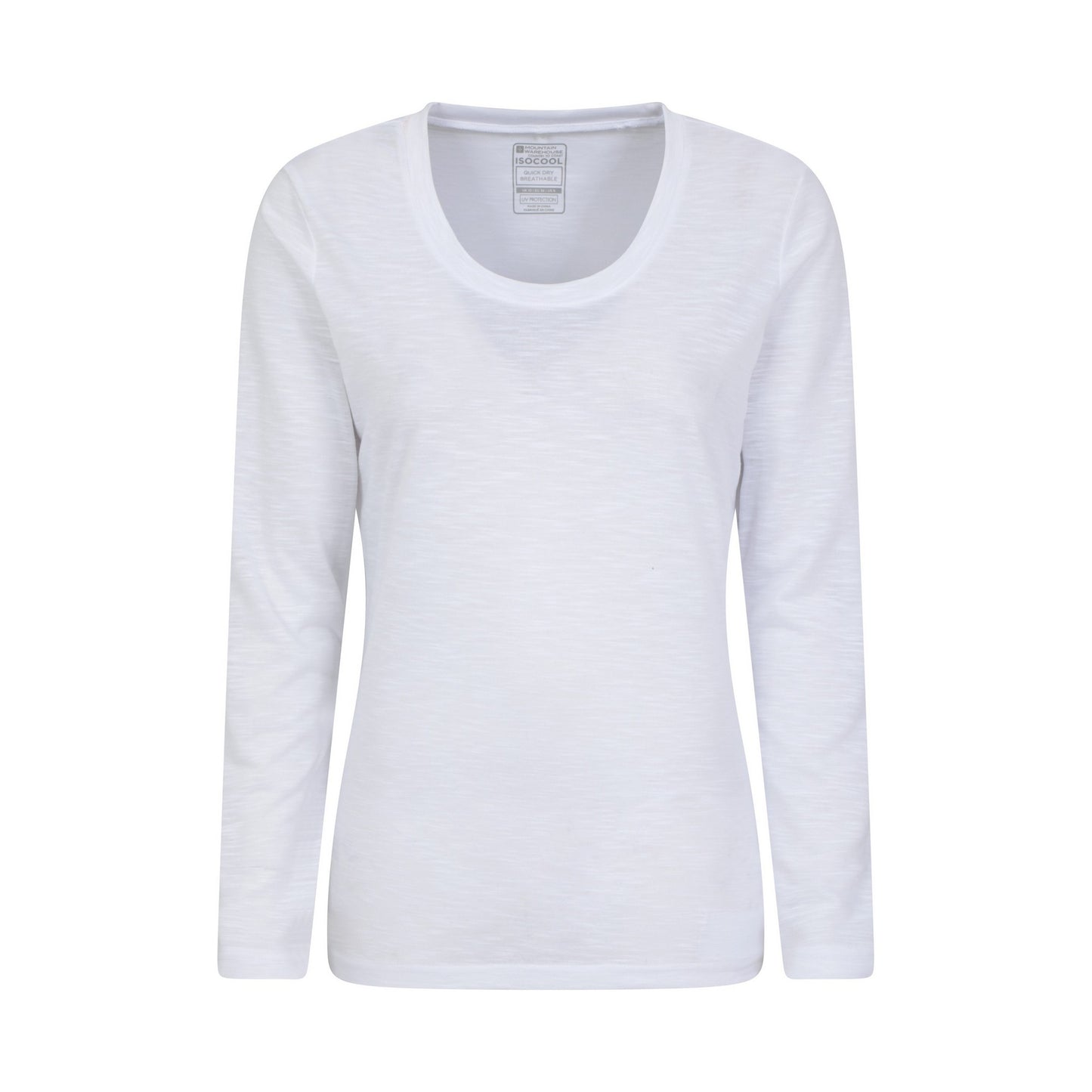 White - Front - Mountain Warehouse Womens-Ladies Agra Slub Long-Sleeved Top