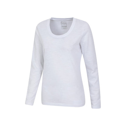 White - Side - Mountain Warehouse Womens-Ladies Agra Slub Long-Sleeved Top