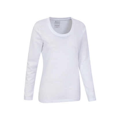 White - Lifestyle - Mountain Warehouse Womens-Ladies Agra Slub Long-Sleeved Top