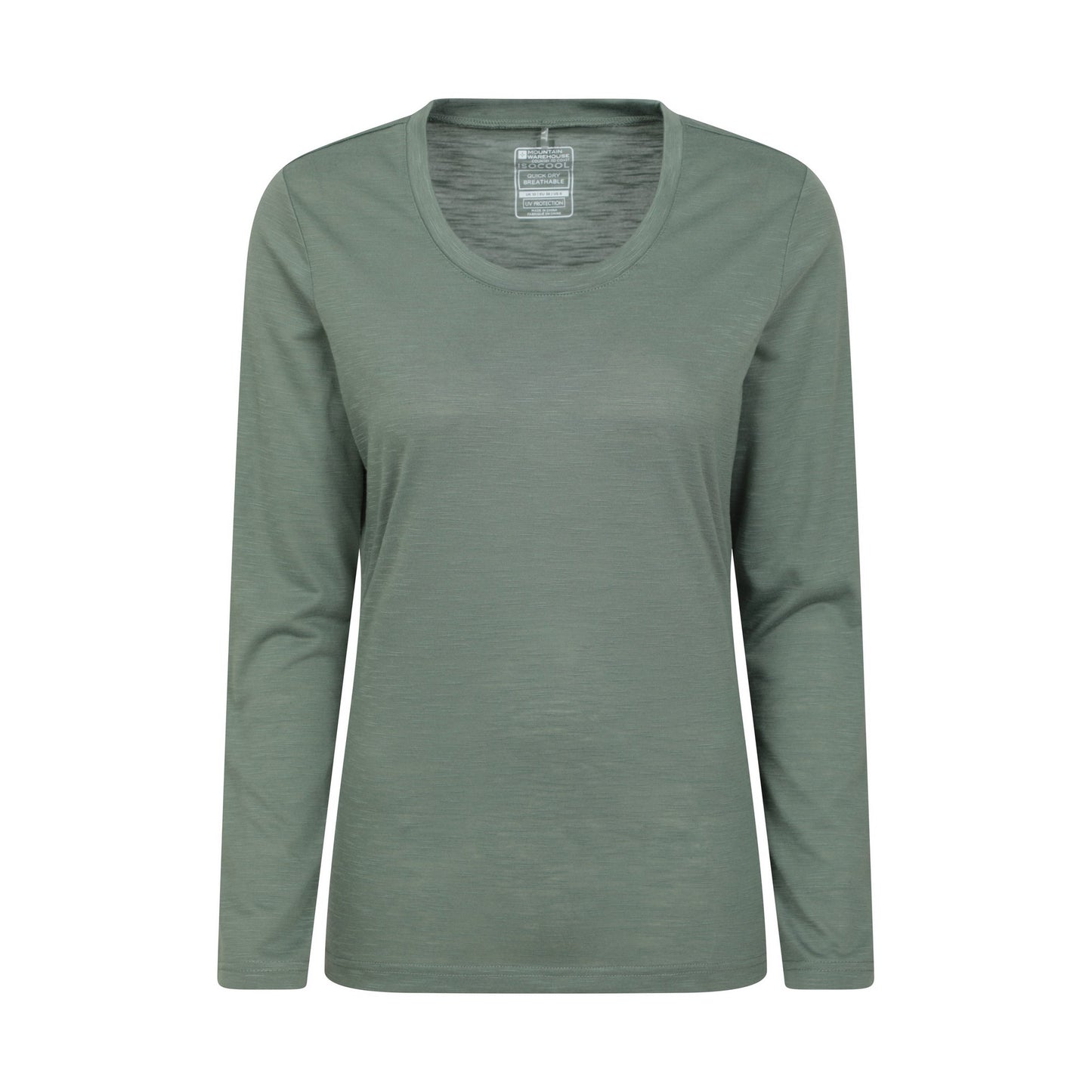 Khaki Green - Front - Mountain Warehouse Womens-Ladies Agra Slub Long-Sleeved Top