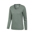 Khaki Green - Side - Mountain Warehouse Womens-Ladies Agra Slub Long-Sleeved Top