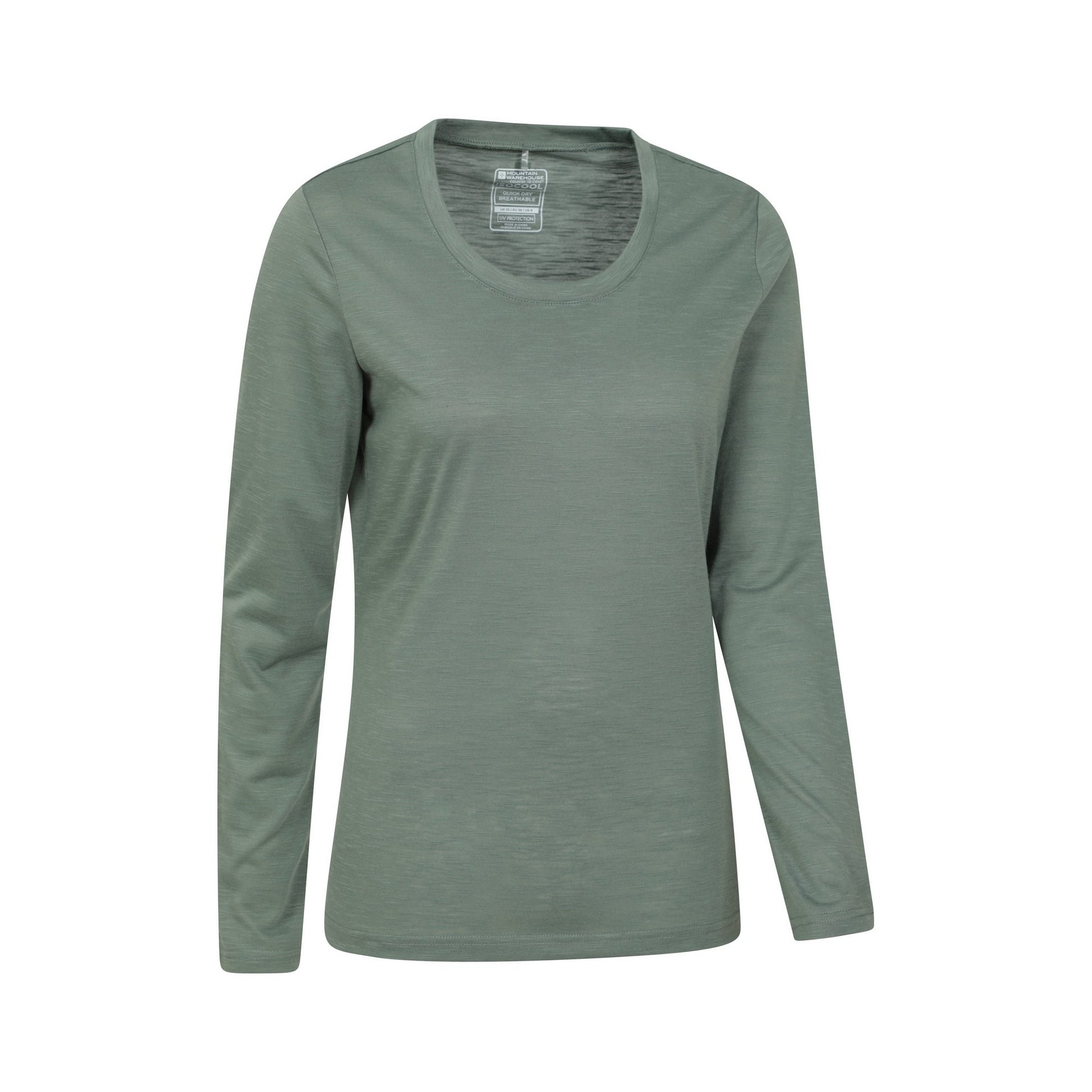 Khaki Green - Lifestyle - Mountain Warehouse Womens-Ladies Agra Slub Long-Sleeved Top