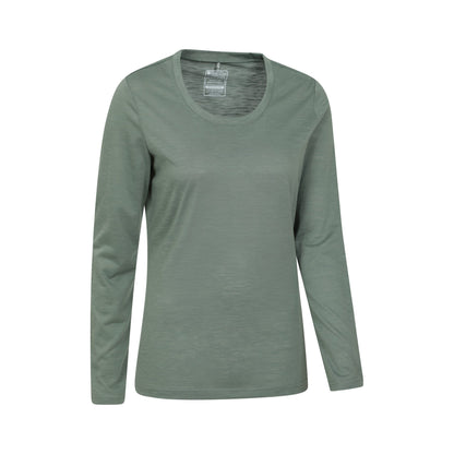 Khaki Green - Lifestyle - Mountain Warehouse Womens-Ladies Agra Slub Long-Sleeved Top