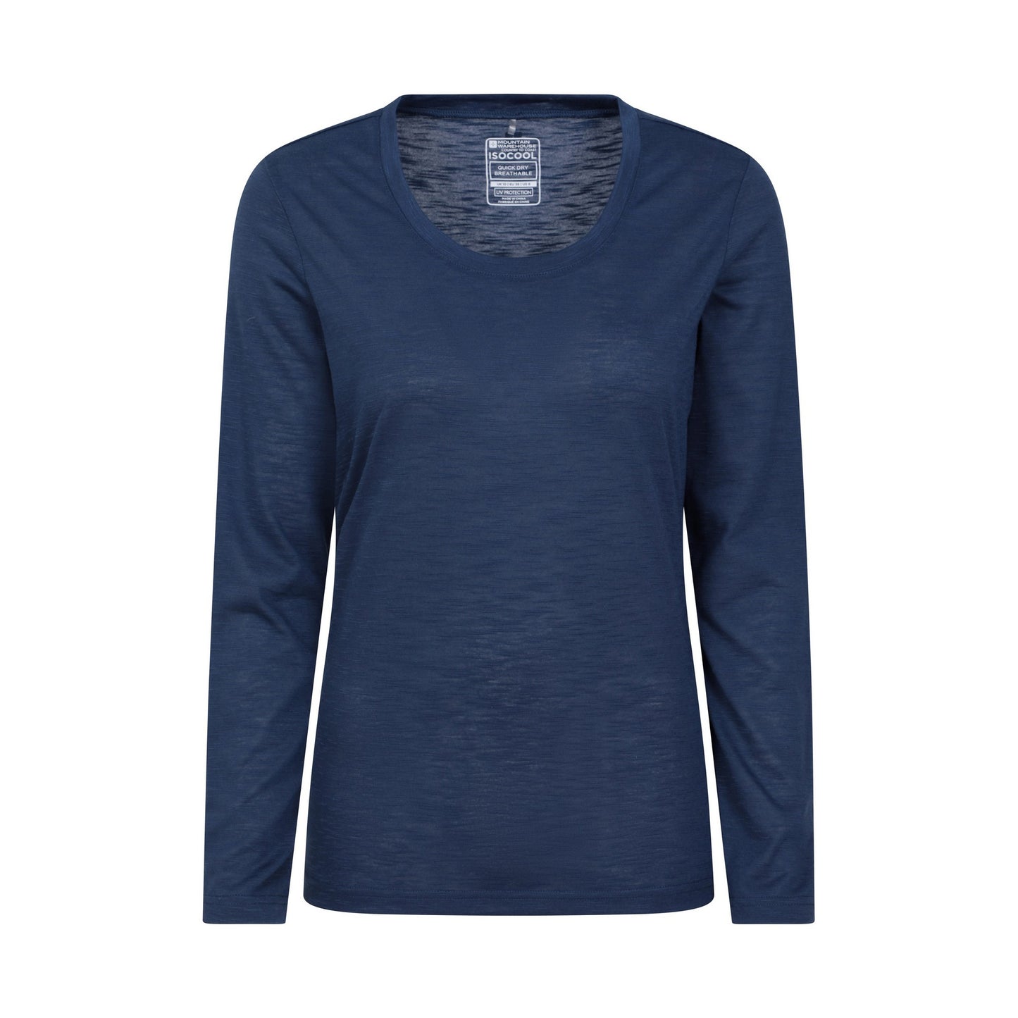 Navy - Front - Mountain Warehouse Womens-Ladies Agra Slub Long-Sleeved Top