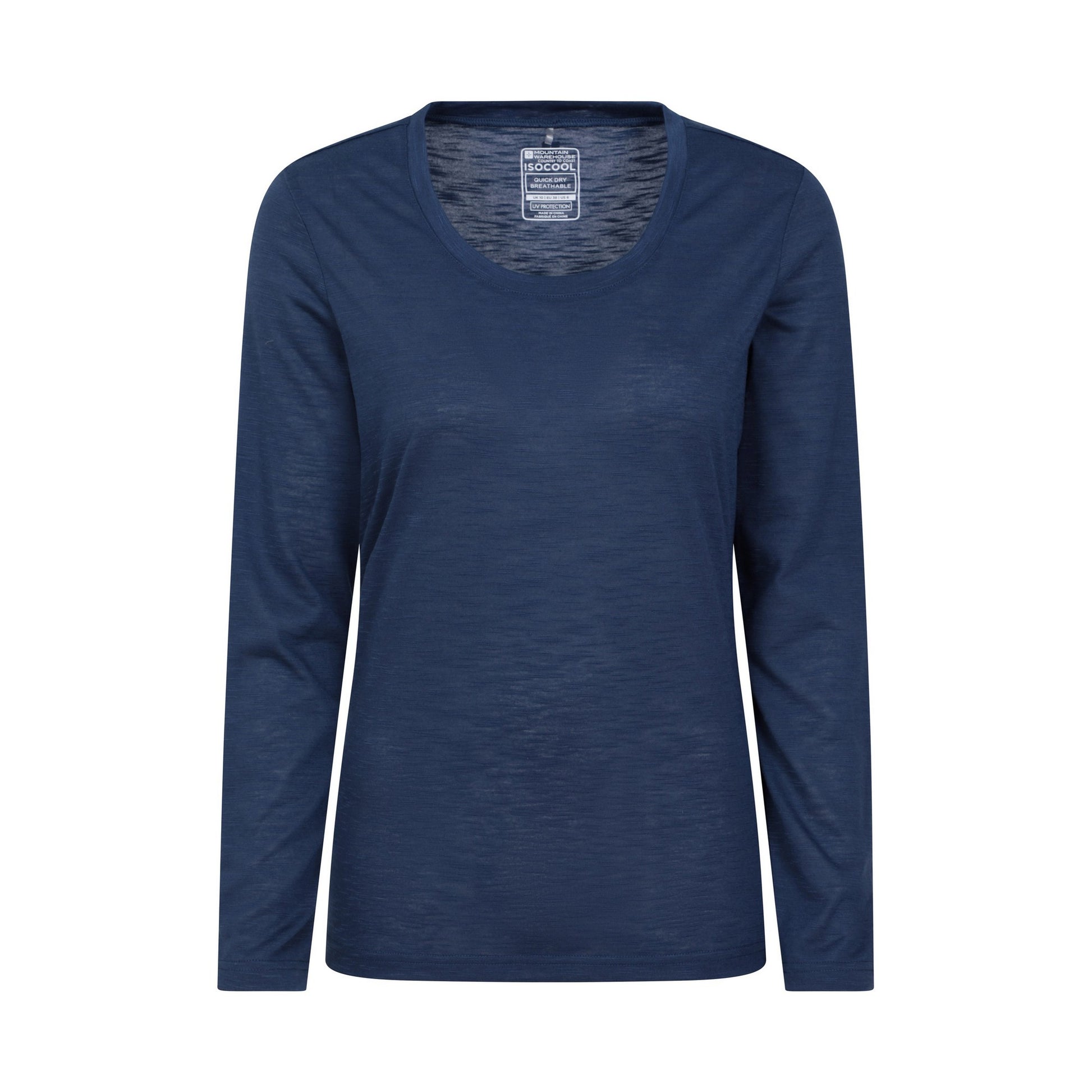Navy - Front - Mountain Warehouse Womens-Ladies Agra Slub Long-Sleeved Top