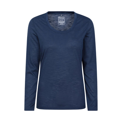 Navy - Front - Mountain Warehouse Womens-Ladies Agra Slub Long-Sleeved Top