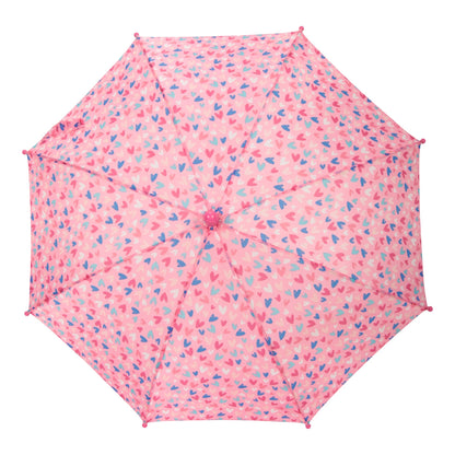 Pink - Back - Mountain Warehouse Childrens-Kids Hearts Stick Umbrella