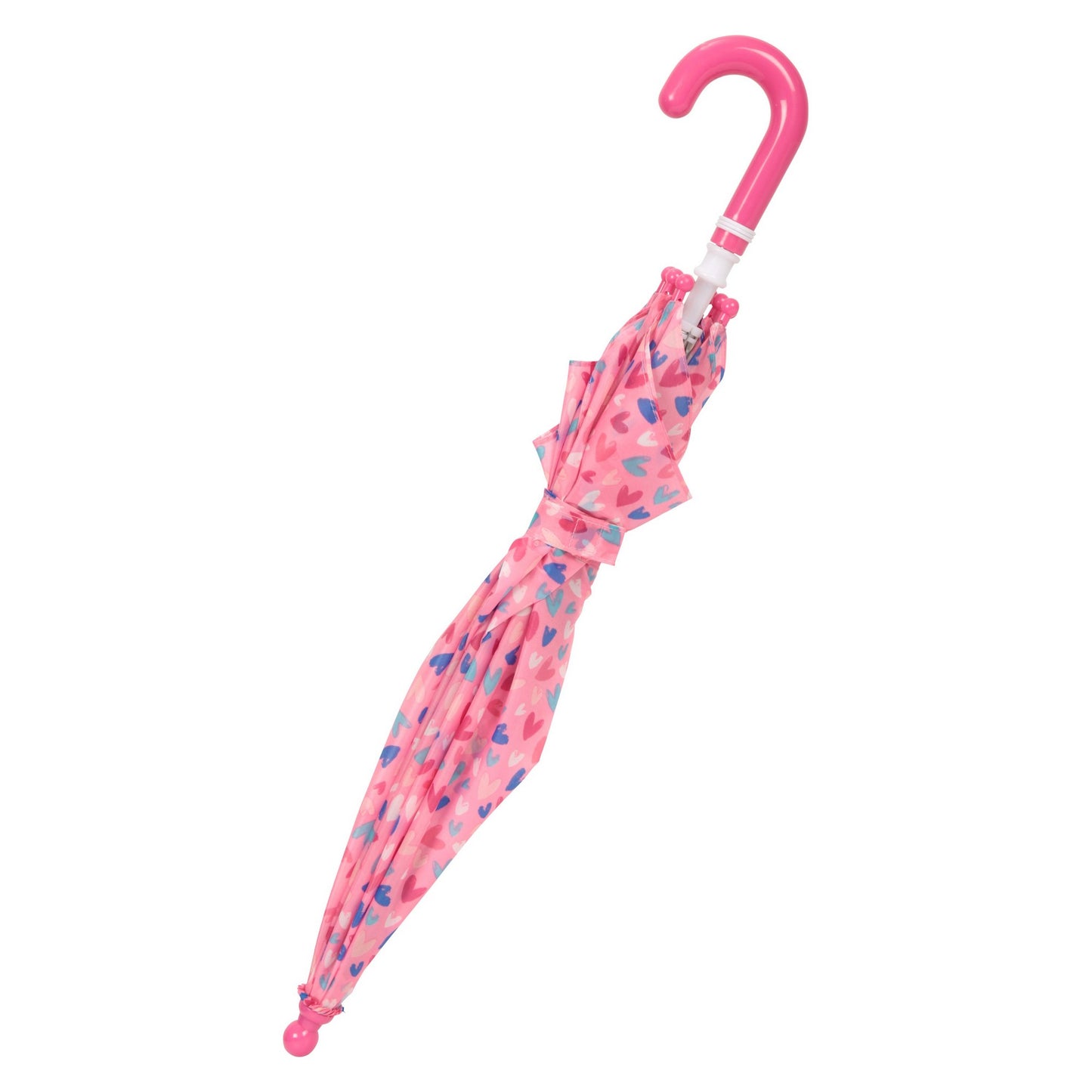 Pink - Side - Mountain Warehouse Childrens-Kids Hearts Stick Umbrella