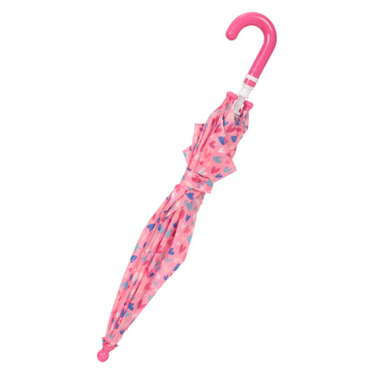 Pink - Side - Mountain Warehouse Childrens-Kids Hearts Stick Umbrella