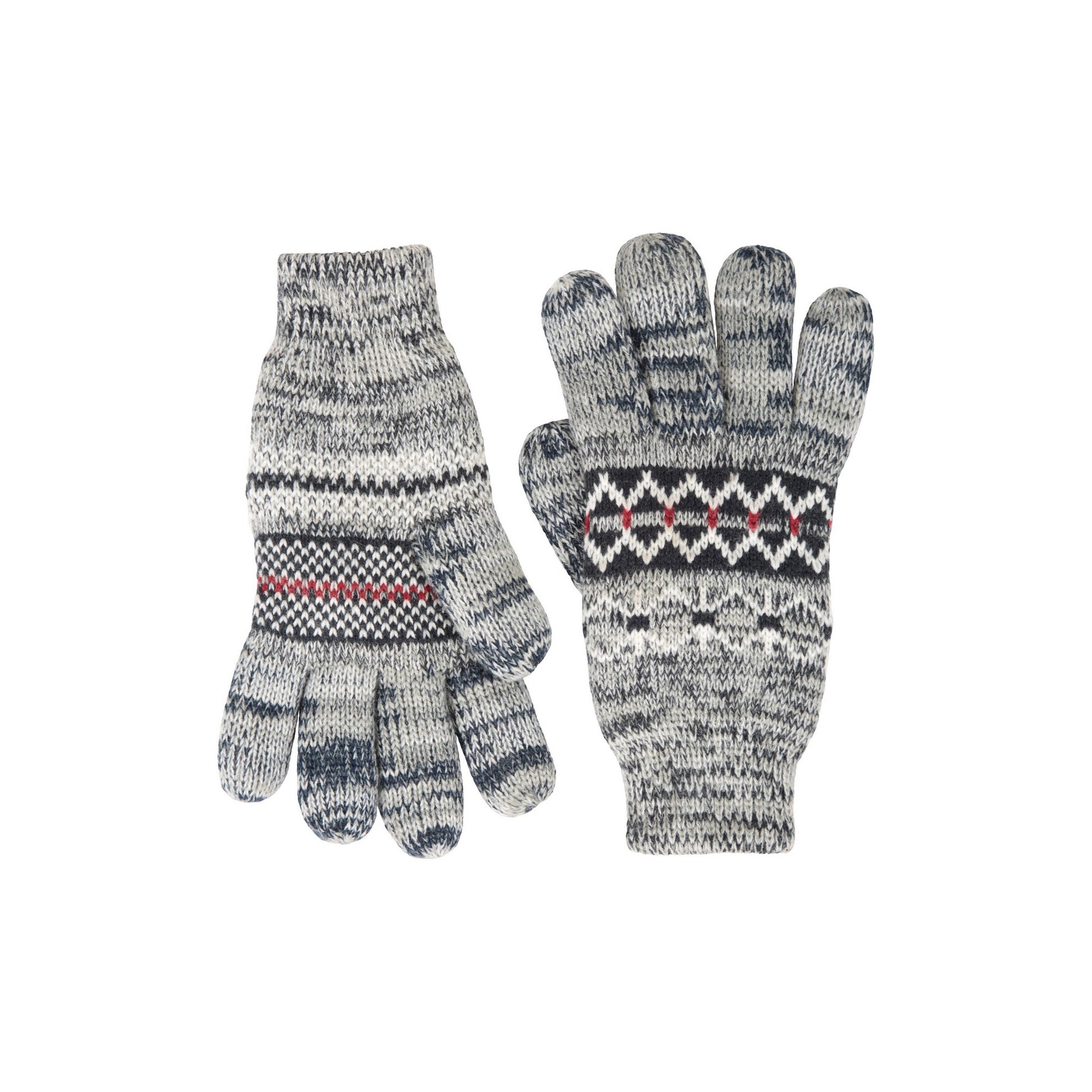 Grey - Side - Mountain Warehouse Mens Thinsulate Fair Isle Gloves