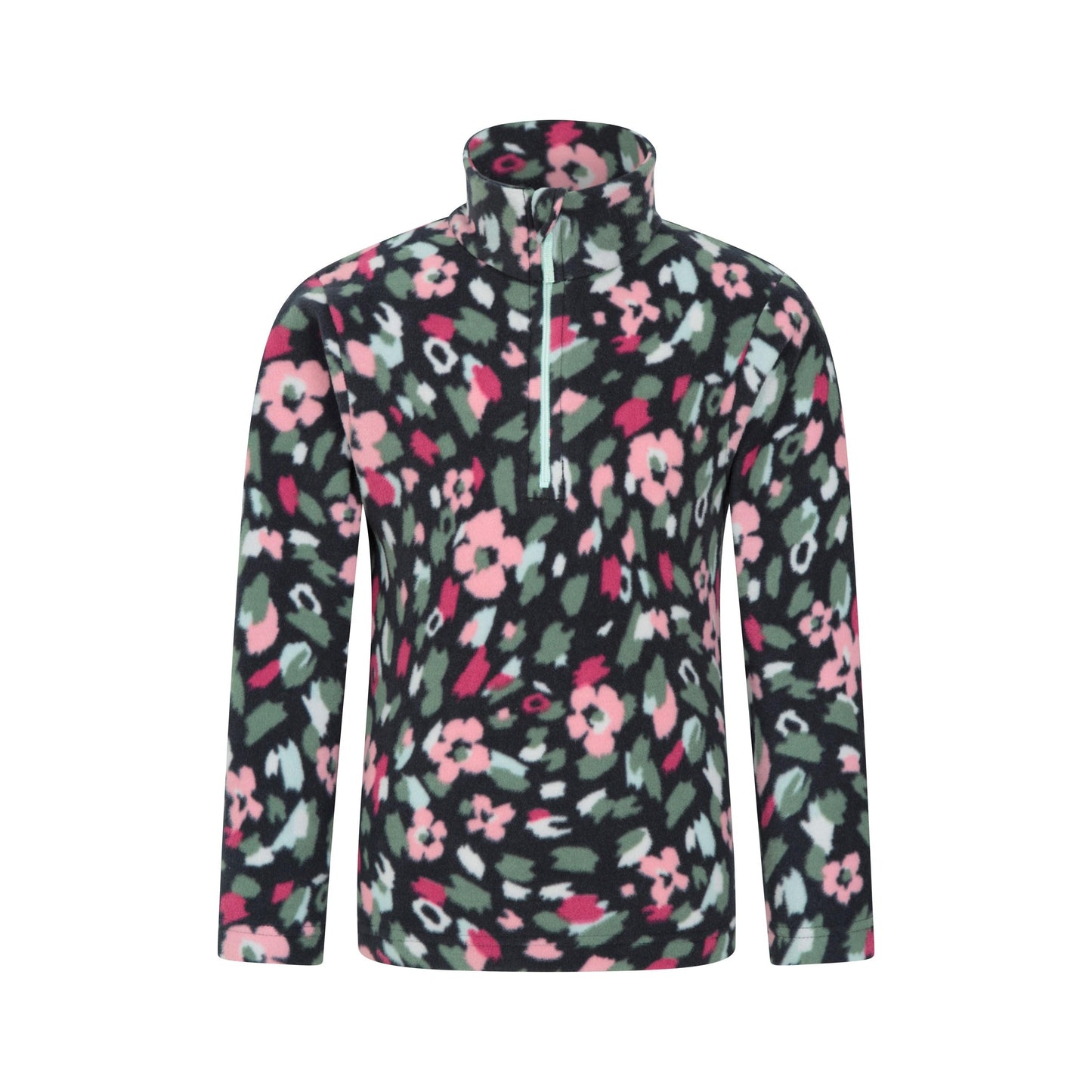 Navy - Front - Mountain Warehouse Childrens-Kids Endeavour Floral Half Zip Fleece Top
