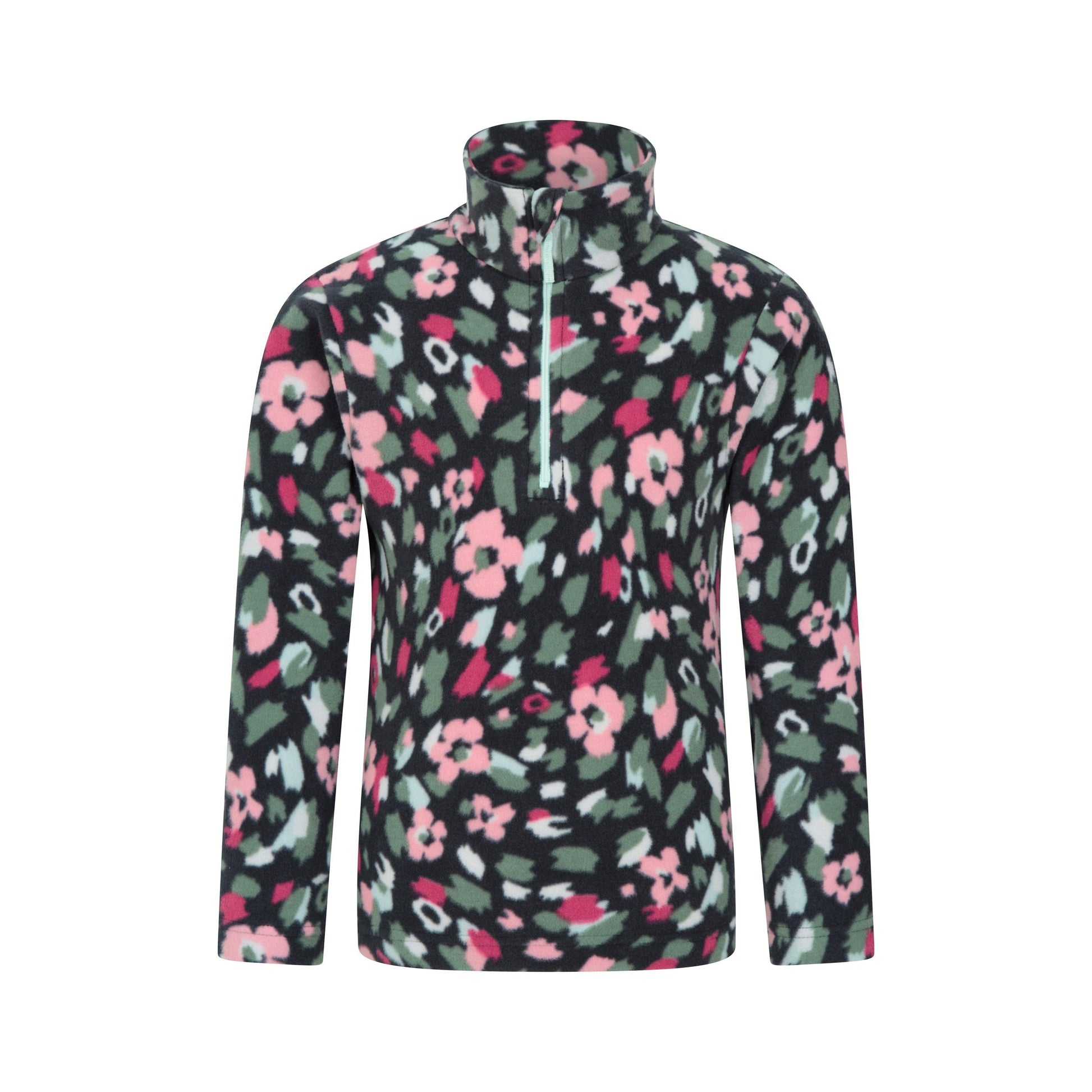 Navy - Front - Mountain Warehouse Childrens-Kids Endeavour Floral Half Zip Fleece Top