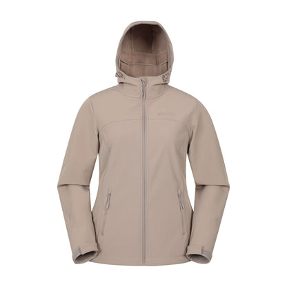 Dark Beige - Front - Mountain Warehouse Womens-Ladies Exodus Water Resistant Soft Shell Jacket