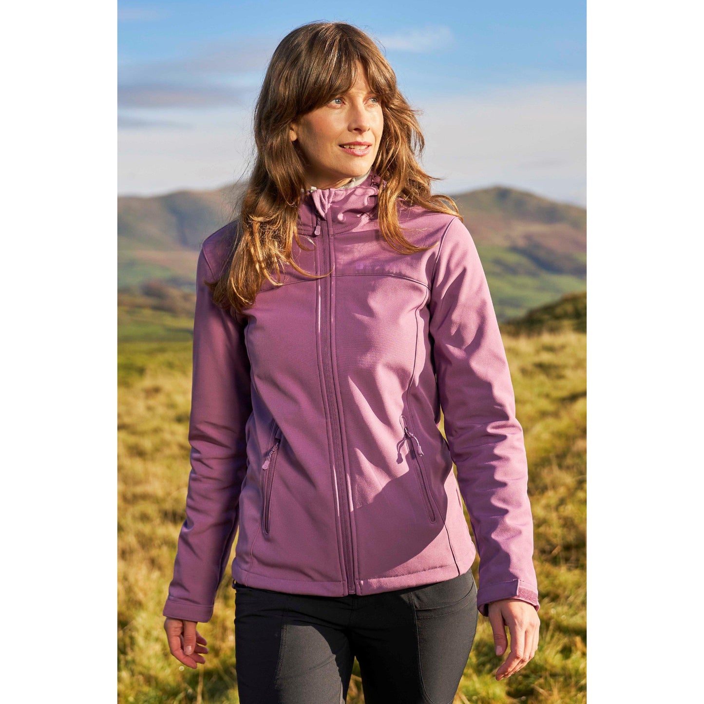 Dusky Purple - Front - Mountain Warehouse Womens-Ladies Exodus Water Resistant Soft Shell Jacket