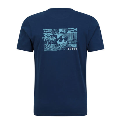 Navy - Back - Mountain Warehouse Mens Tenby Back Print Organic T-Shirt