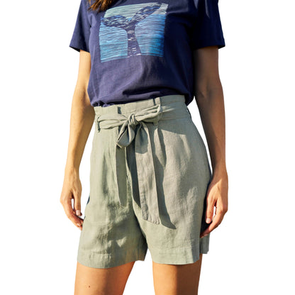 Khaki Green - Side - Mountain Warehouse Womens-Ladies Oatley Linen Blend Shorts