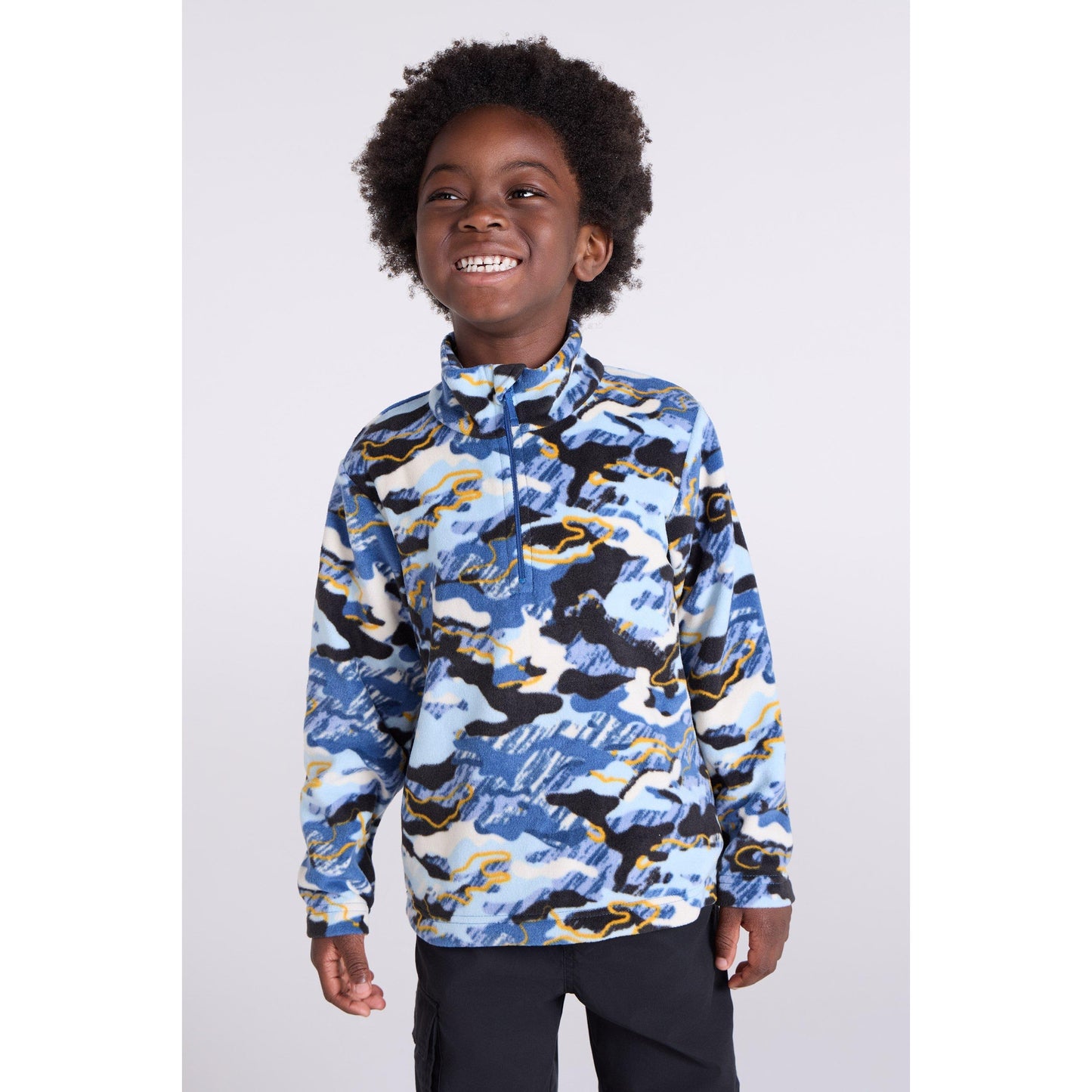 Corn Blue - Front - Mountain Warehouse Childrens-Kids Pursuit Dinosaur Skeleton Half Zip Fleece Top