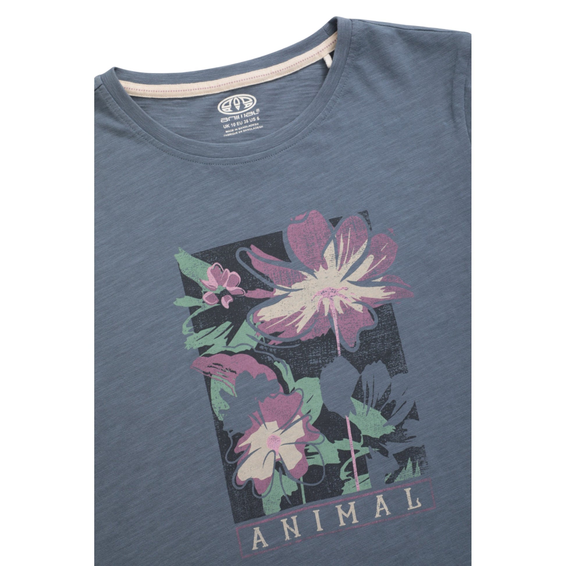 Blue - Lifestyle - Animal Womens-Ladies Canopy Carina Flowers Organic T-Shirt