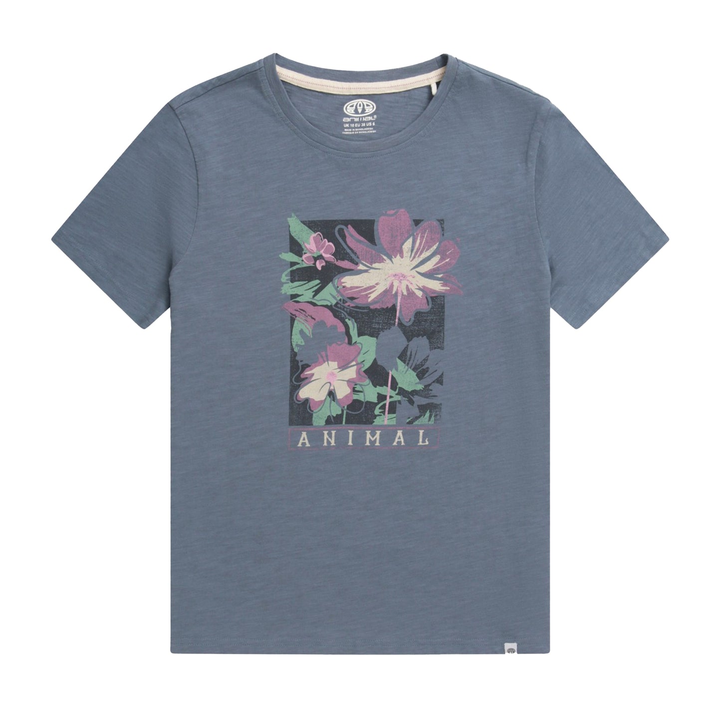 Blue - Front - Animal Womens-Ladies Canopy Carina Flowers Organic T-Shirt