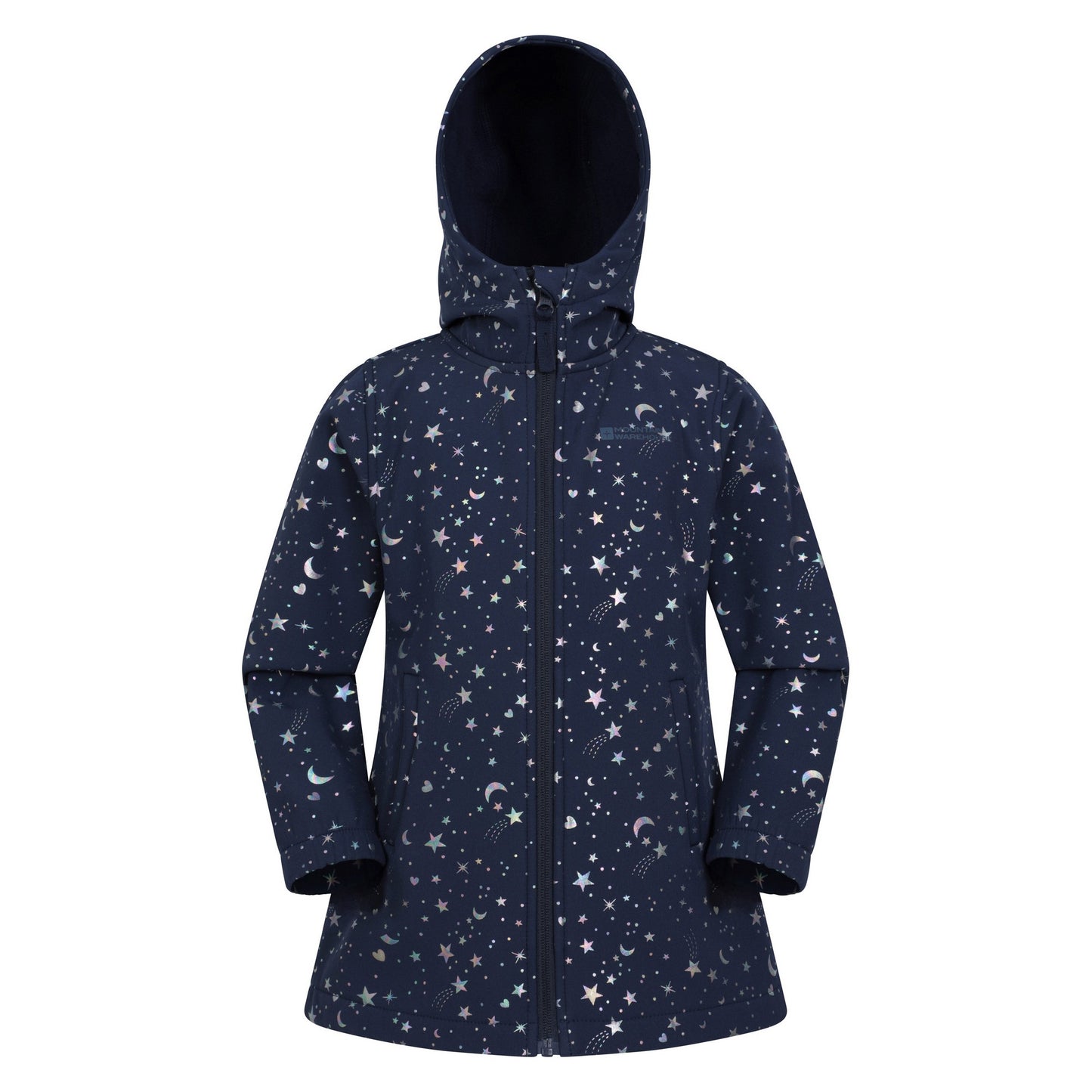 Iridescent - Front - Mountain Warehouse Childrens-Kids Exodus Stars Long Length Soft Shell Jacket