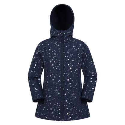 Iridescent - Front - Mountain Warehouse Childrens-Kids Exodus Stars Long Length Soft Shell Jacket