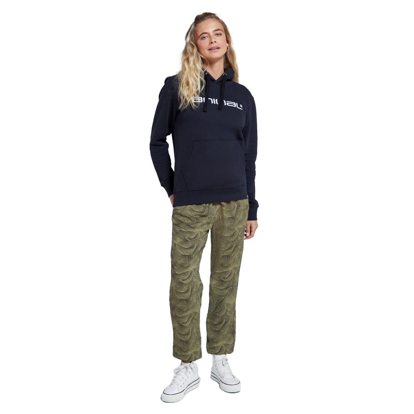 Black - Side - Animal Womens-Ladies Maya Organic Hoodie