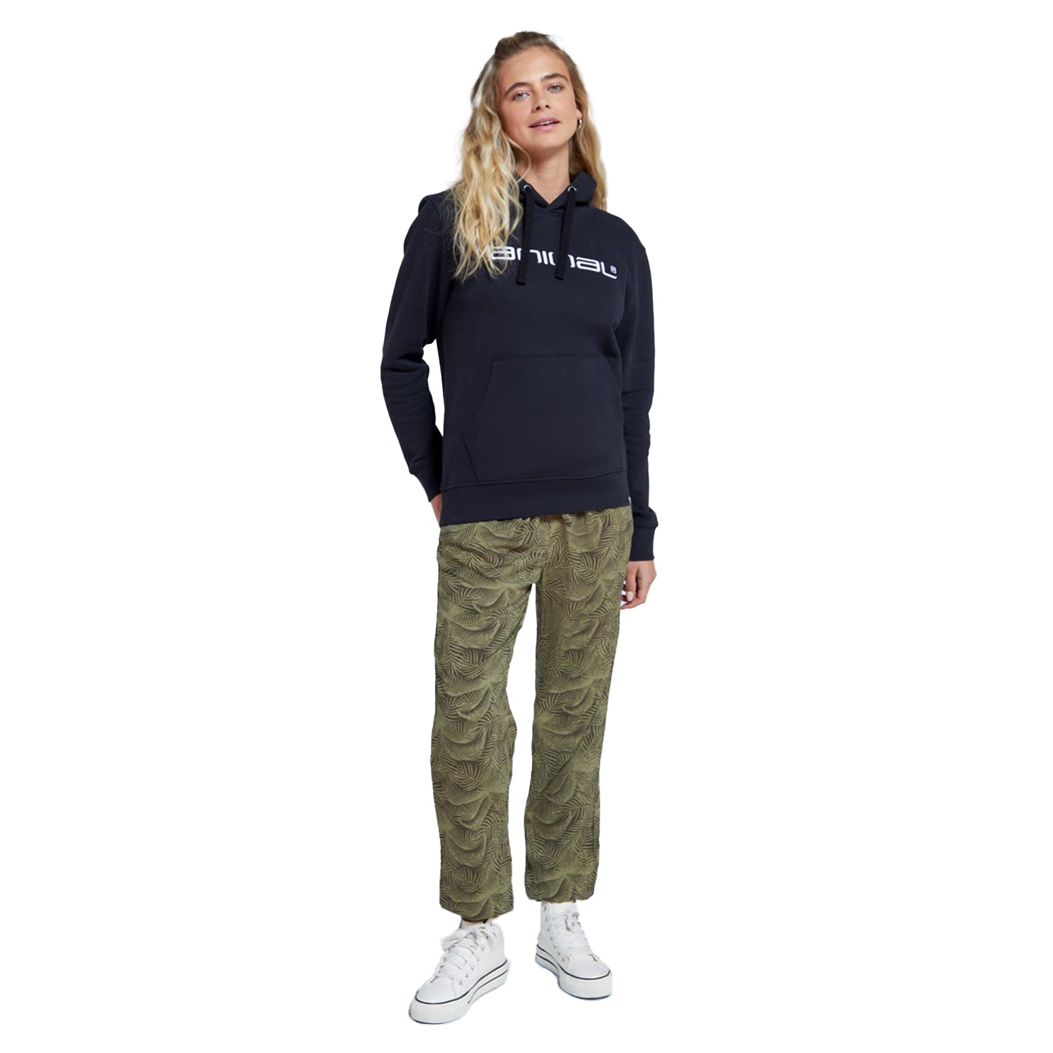 Black - Side - Animal Womens-Ladies Maya Organic Hoodie
