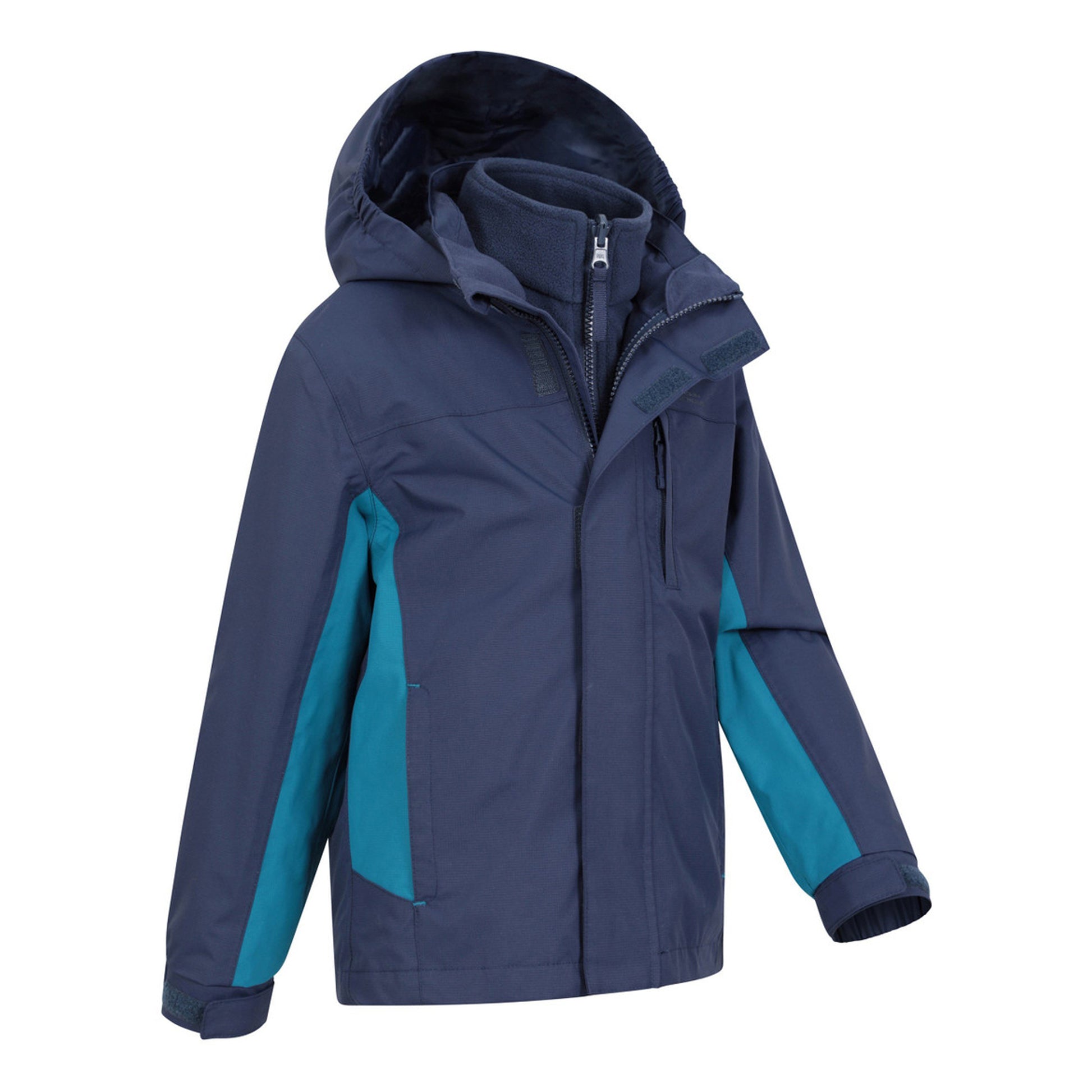 Navy - Side - Mountain Warehouse Childrens-Kids Cannonball 3 in 1 Waterproof Jacket