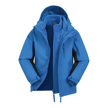 Bright Blue - Front - Mountain Warehouse Childrens-Kids Cannonball 3 in 1 Waterproof Jacket