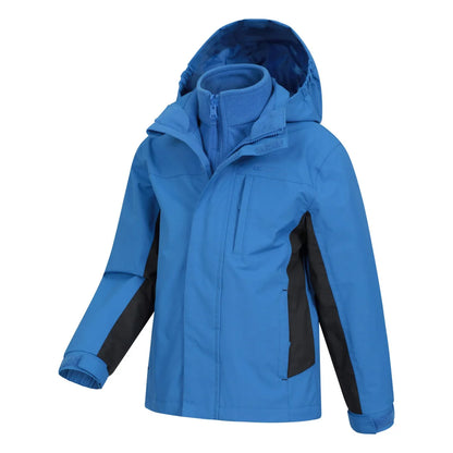 Bright Blue - Lifestyle - Mountain Warehouse Childrens-Kids Cannonball 3 in 1 Waterproof Jacket