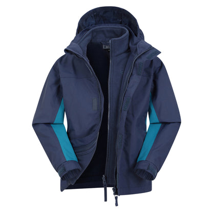 Navy - Front - Mountain Warehouse Childrens-Kids Cannonball 3 in 1 Waterproof Jacket