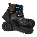 Blue - Front - Mountain Warehouse Childrens-Kids Edinburgh Suede IsoGrip Waterproof Hiking Boots
