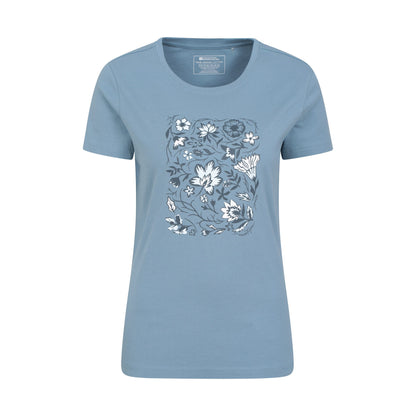 Blue - Front - Mountain Warehouse Womens-Ladies Paisley Floral Organic T-Shirt