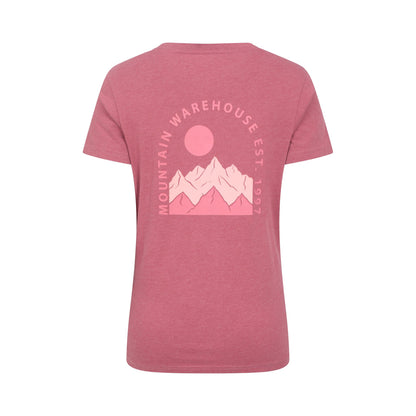 Pink - Back - Mountain Warehouse Womens-Ladies Mountain Scene Organic T-Shirt