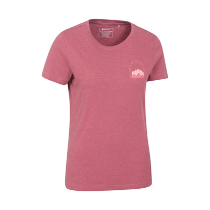 Pink - Side - Mountain Warehouse Womens-Ladies Mountain Scene Organic T-Shirt