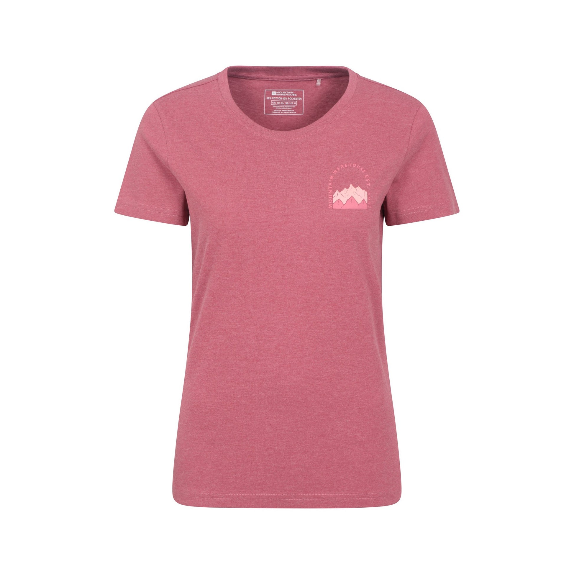 Pink - Front - Mountain Warehouse Womens-Ladies Mountain Scene Organic T-Shirt