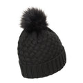 Black - Side - Mountain Warehouse Womens-Ladies Lisbon Pom Pom Borg Lined Beanie