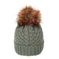 Green - Back - Mountain Warehouse Womens-Ladies Lisbon Pom Pom Borg Lined Beanie