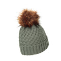 Green - Side - Mountain Warehouse Womens-Ladies Lisbon Pom Pom Borg Lined Beanie