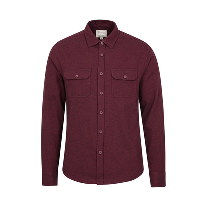Dark Burgundy - Front - Mountain Warehouse Mens Trace Flannel Long-Sleeved Shirt