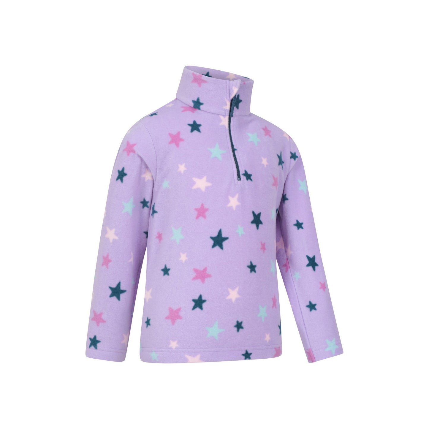 Lilac - Side - Mountain Warehouse Childrens-Kids Endeavour Stars Half Zip Fleece Top