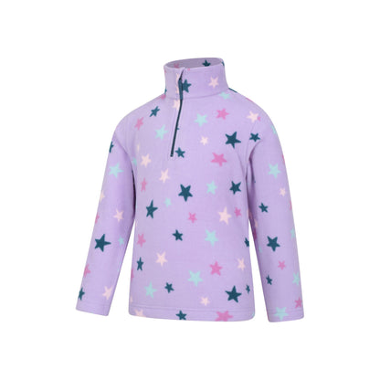 Lilac - Lifestyle - Mountain Warehouse Childrens-Kids Endeavour Stars Half Zip Fleece Top