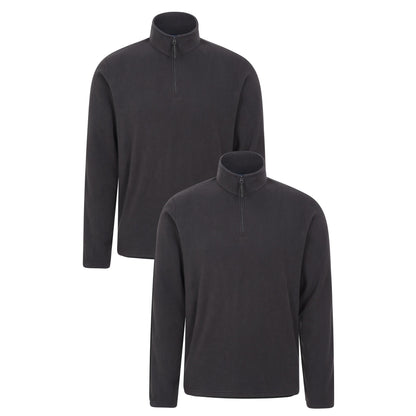 Black - Front - Mountain Warehouse Mens Camber II Fleece Top (Pack of 2)