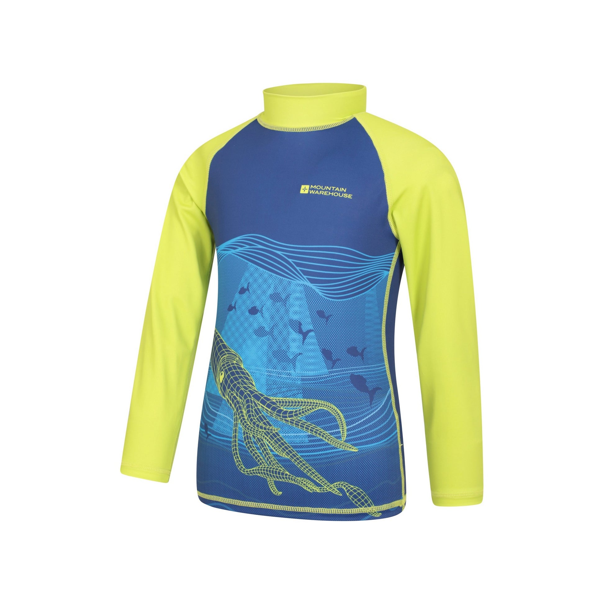Blue - Side - Mountain Warehouse Childrens-Kids Squid Long-Sleeved Rash Guard