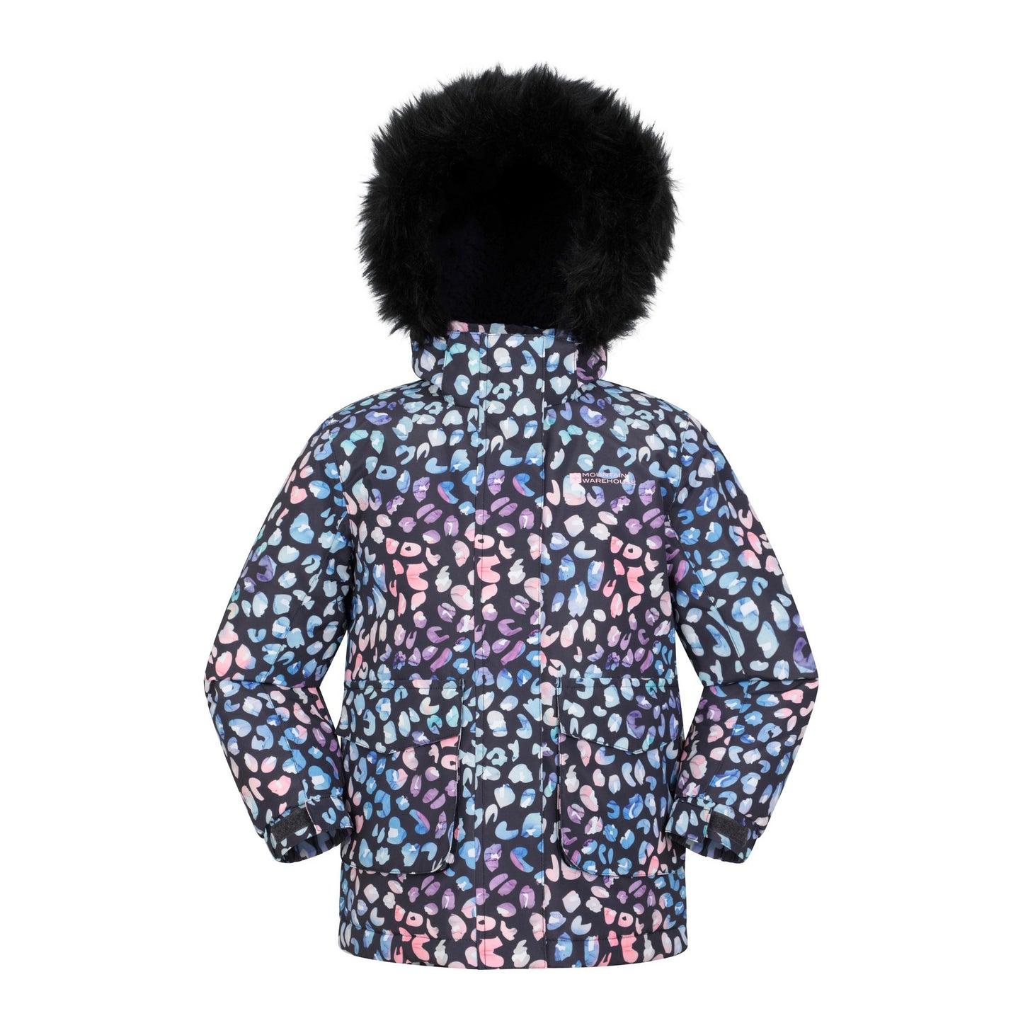 Navy - Front - Mountain Warehouse Childrens-Kids Ranger Abstract Water Resistant Jacket