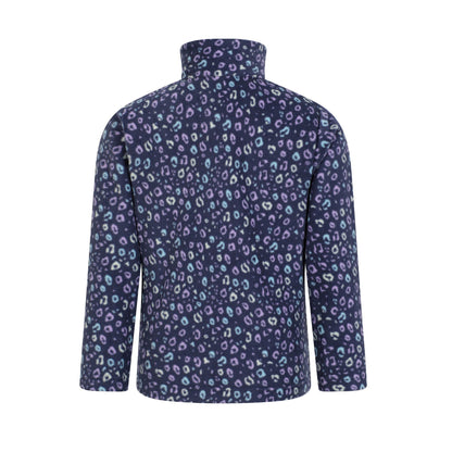 Light Blue - Back - Mountain Warehouse Childrens-Kids Endeavour Leopard Print Half Zip Fleece Top