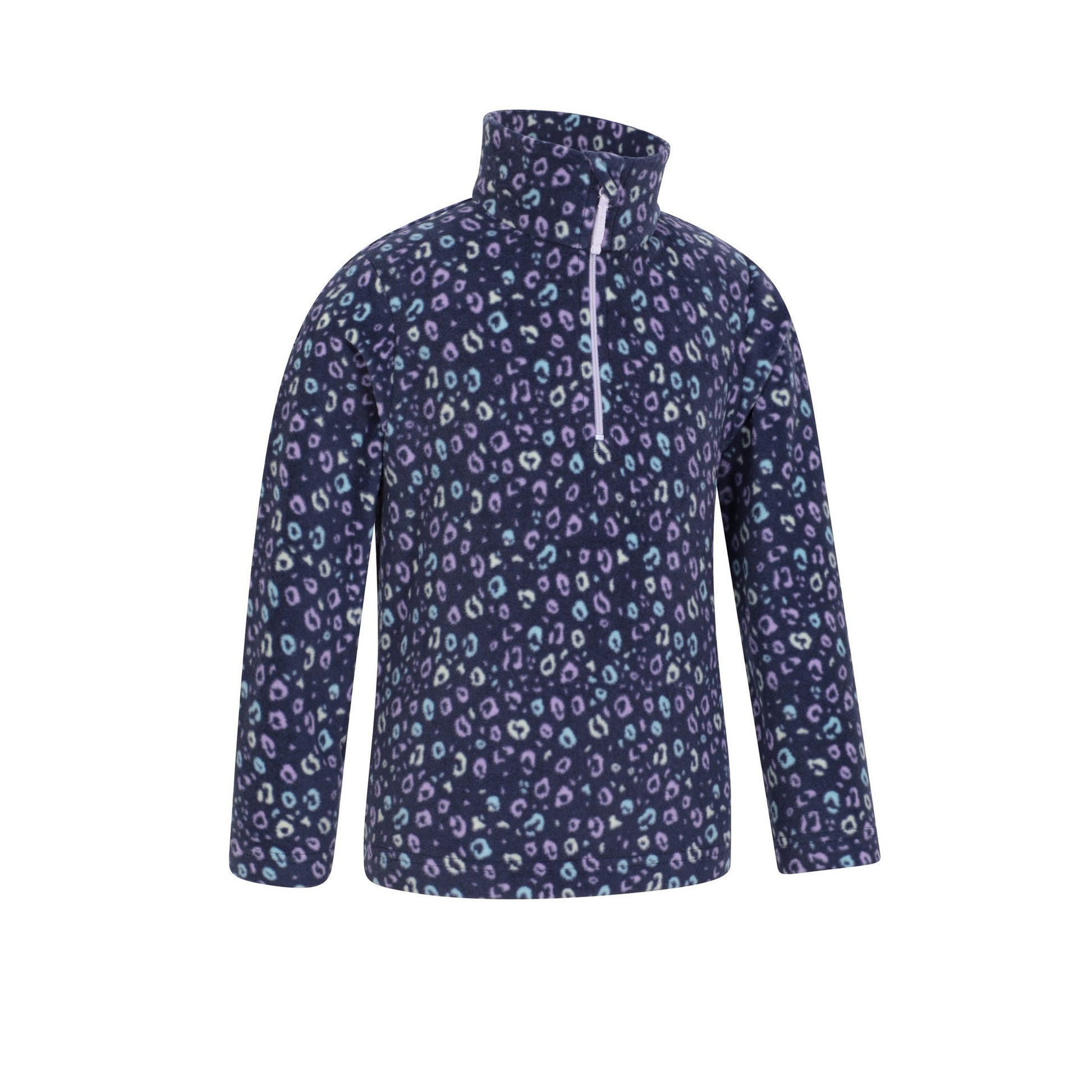 Light Blue - Side - Mountain Warehouse Childrens-Kids Endeavour Leopard Print Half Zip Fleece Top