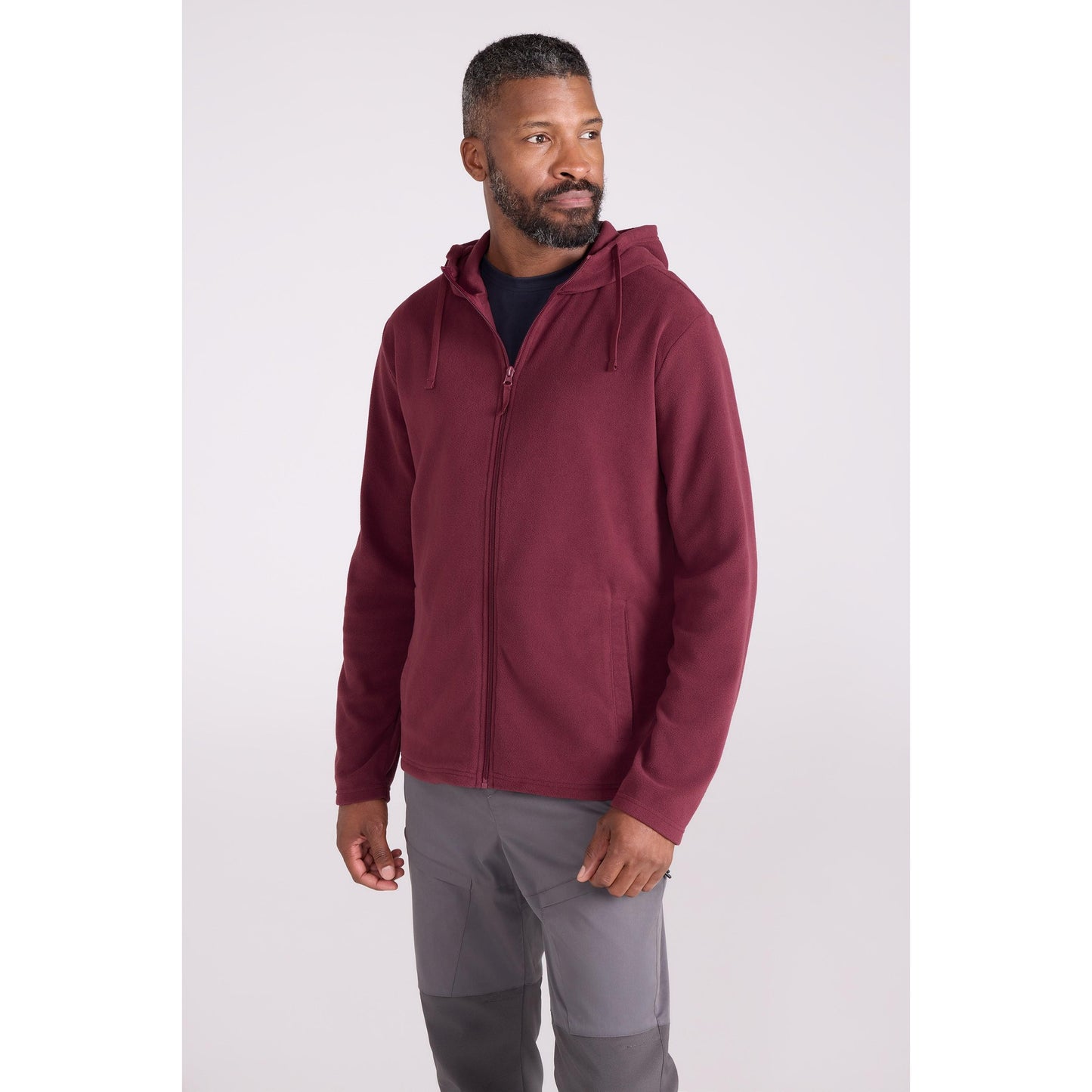 Burgundy - Front - Mountain Warehouse Mens Camber Fleece Full Zip Hoodie