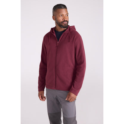 Burgundy - Front - Mountain Warehouse Mens Camber Fleece Full Zip Hoodie
