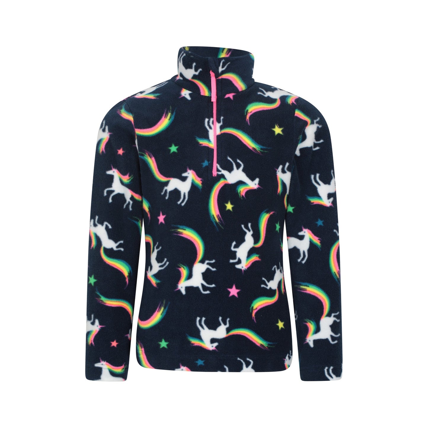 Blue - Front - Mountain Warehouse Childrens-Kids Endeavour Unicorn Half Zip Fleece Top
